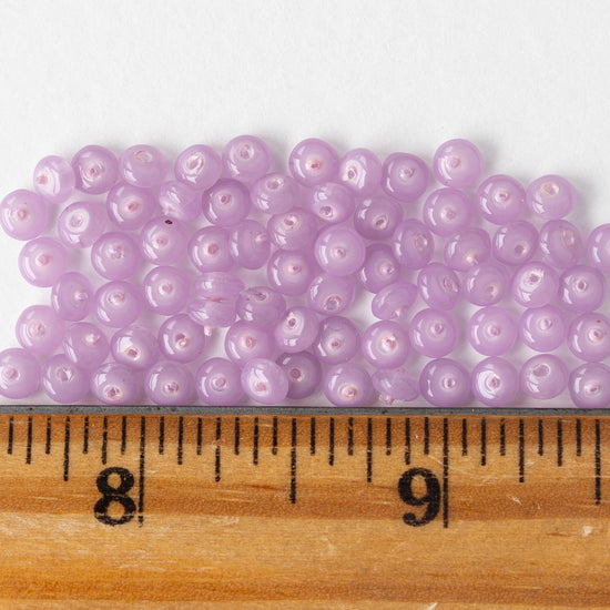 4mm Glass Rondelle Beads - Opaline Light Purple - 50 Beads