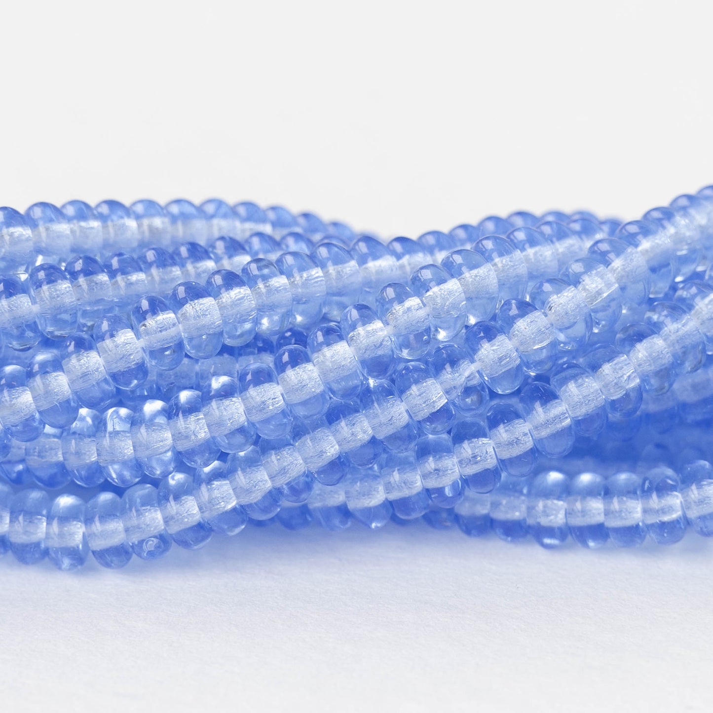 4mm Glass Rondelle Beads - Transparent Sapphire - 100 beads