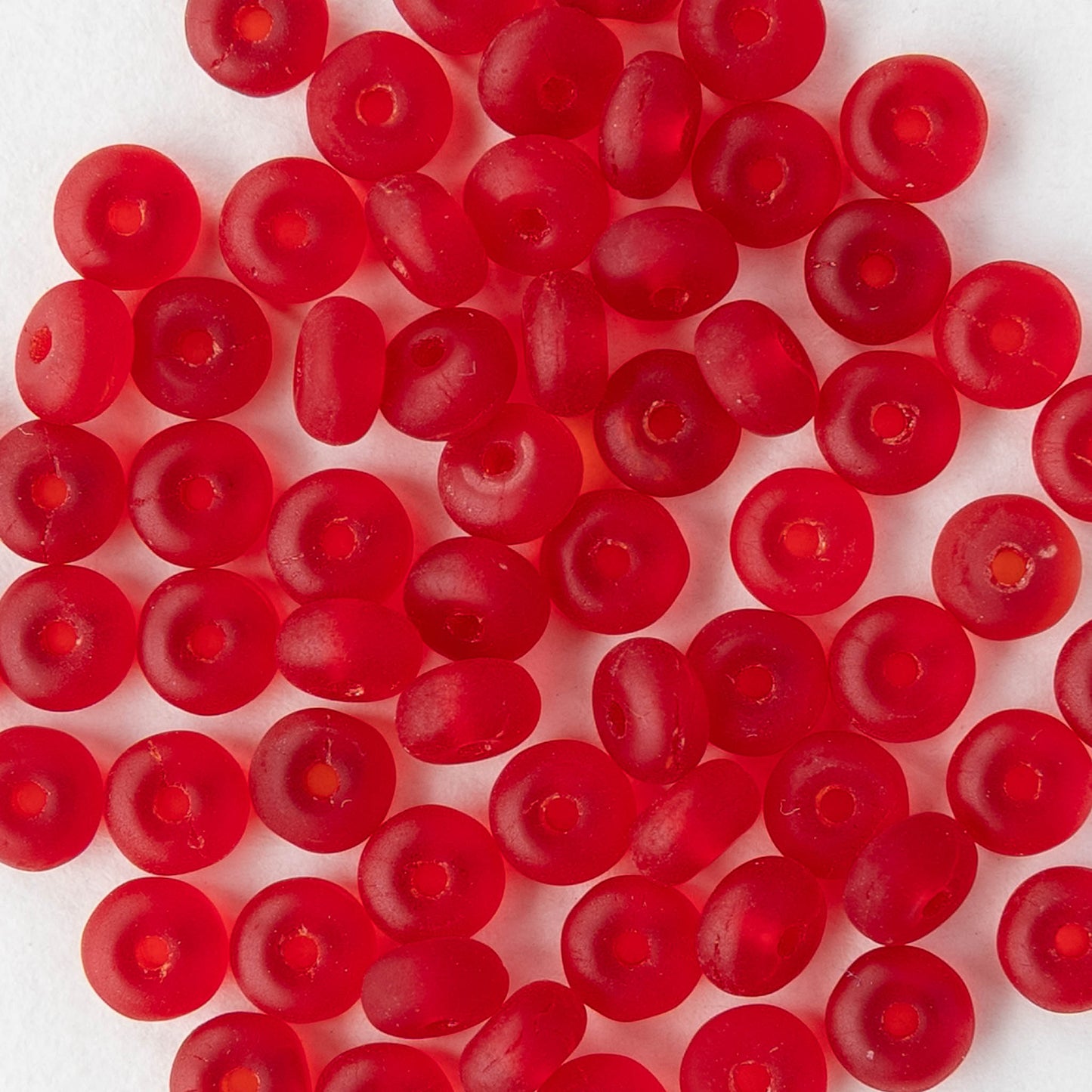 4mm Glass Rondelle Beads - Matte Light Siam - 100 Beads