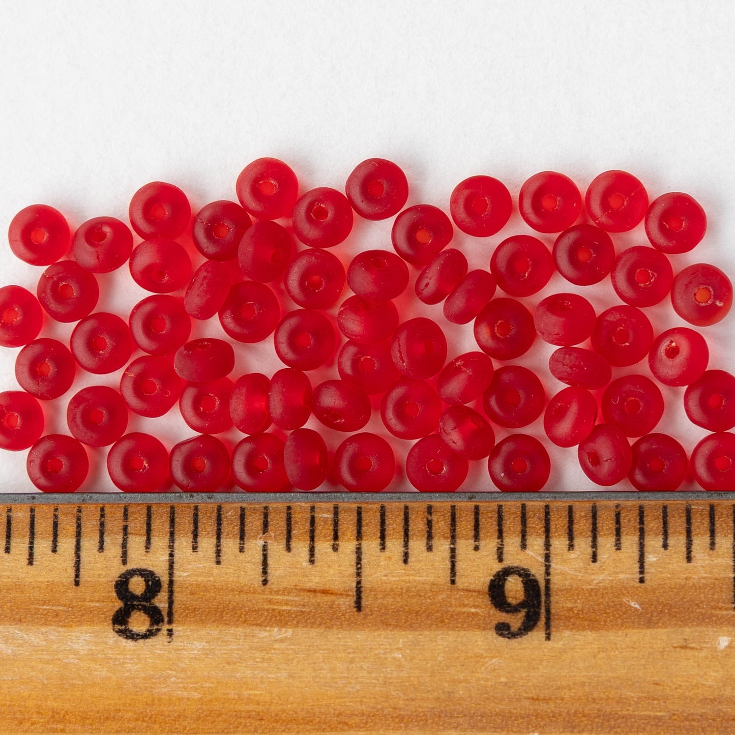 4mm Glass Rondelle Beads - Matte Light Siam - 100 Beads