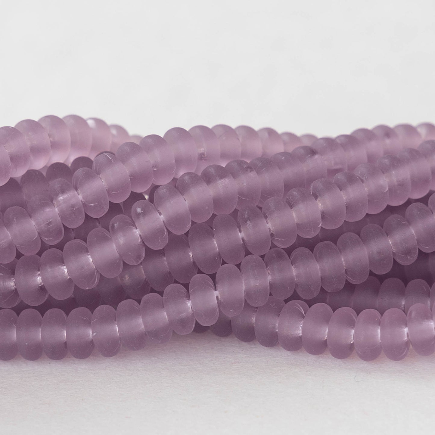 4mm Rondelle Beads - Light Matte Amethyst - 100 Beads
