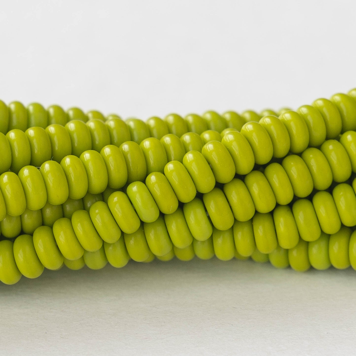 4mm Rondelle Beads - Opaque Light Lime Green - 100 Beads