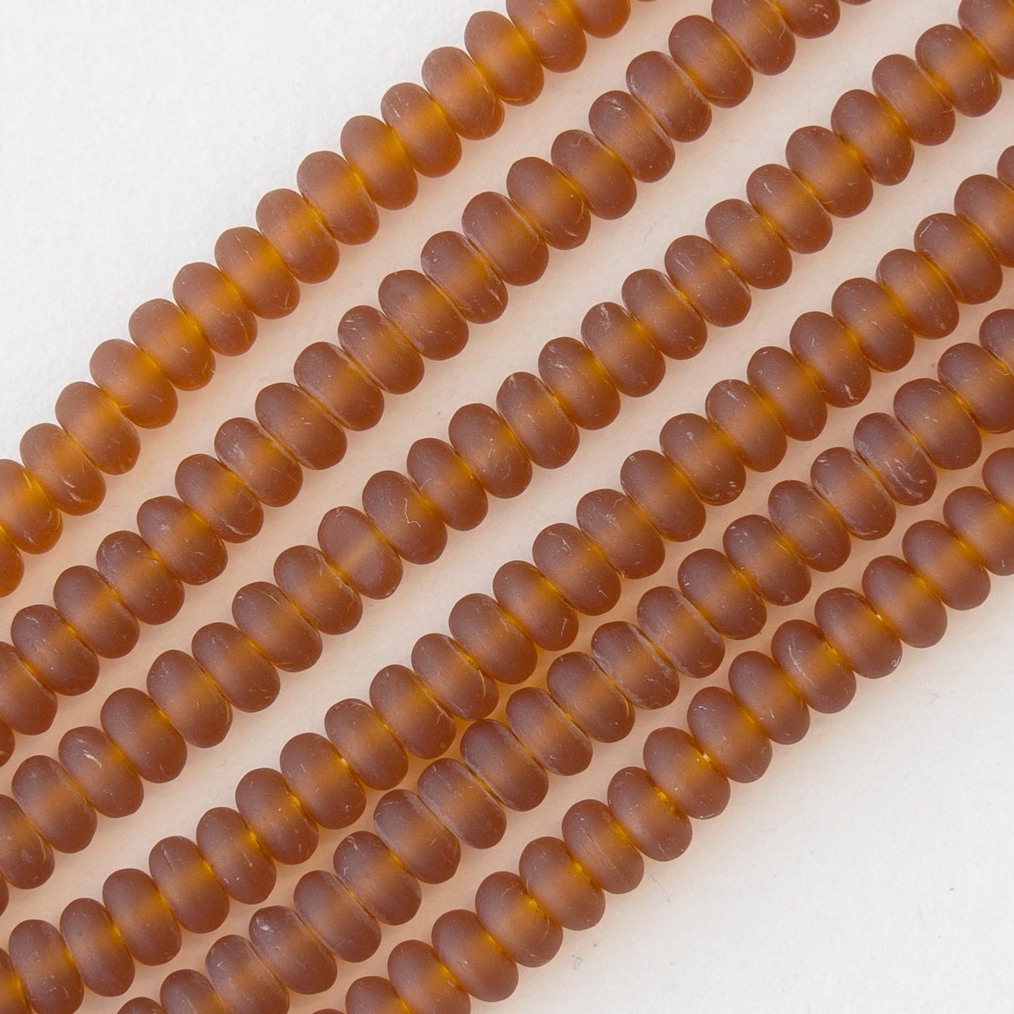 4mm Rondelle Beads - Medium Amber Matte - 100 beads