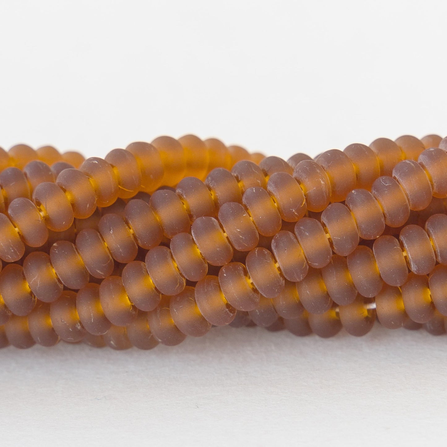 4mm Rondelle Beads - Medium Amber Matte - 100 beads