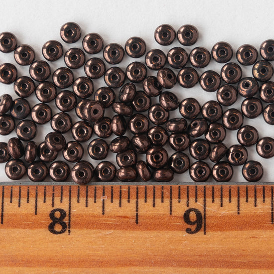 4mm Rondelle Beads - Metallic Bronze - 100 Beads