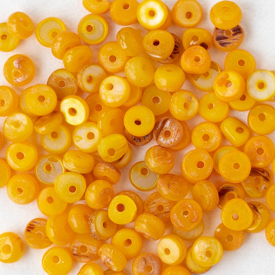 4mm Mother of Pearl Rondelle Beads - Light Orange - 15 inches