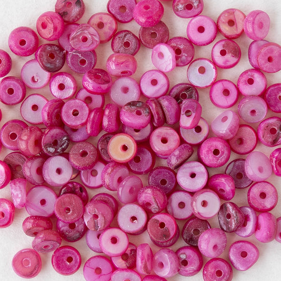 4mm Mother of Pearl Rondelle Beads - Pink - 15 inches