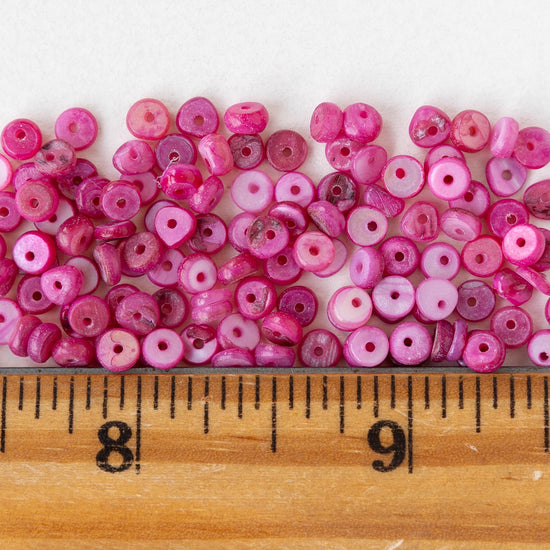 4mm Mother of Pearl Rondelle Beads - Pink - 15 inches