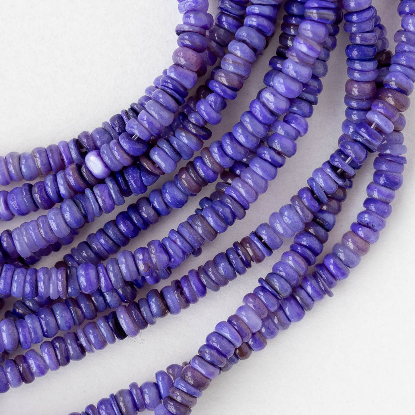 4mm Mother of Pearl Rondelle Beads - Purple - 15 inches