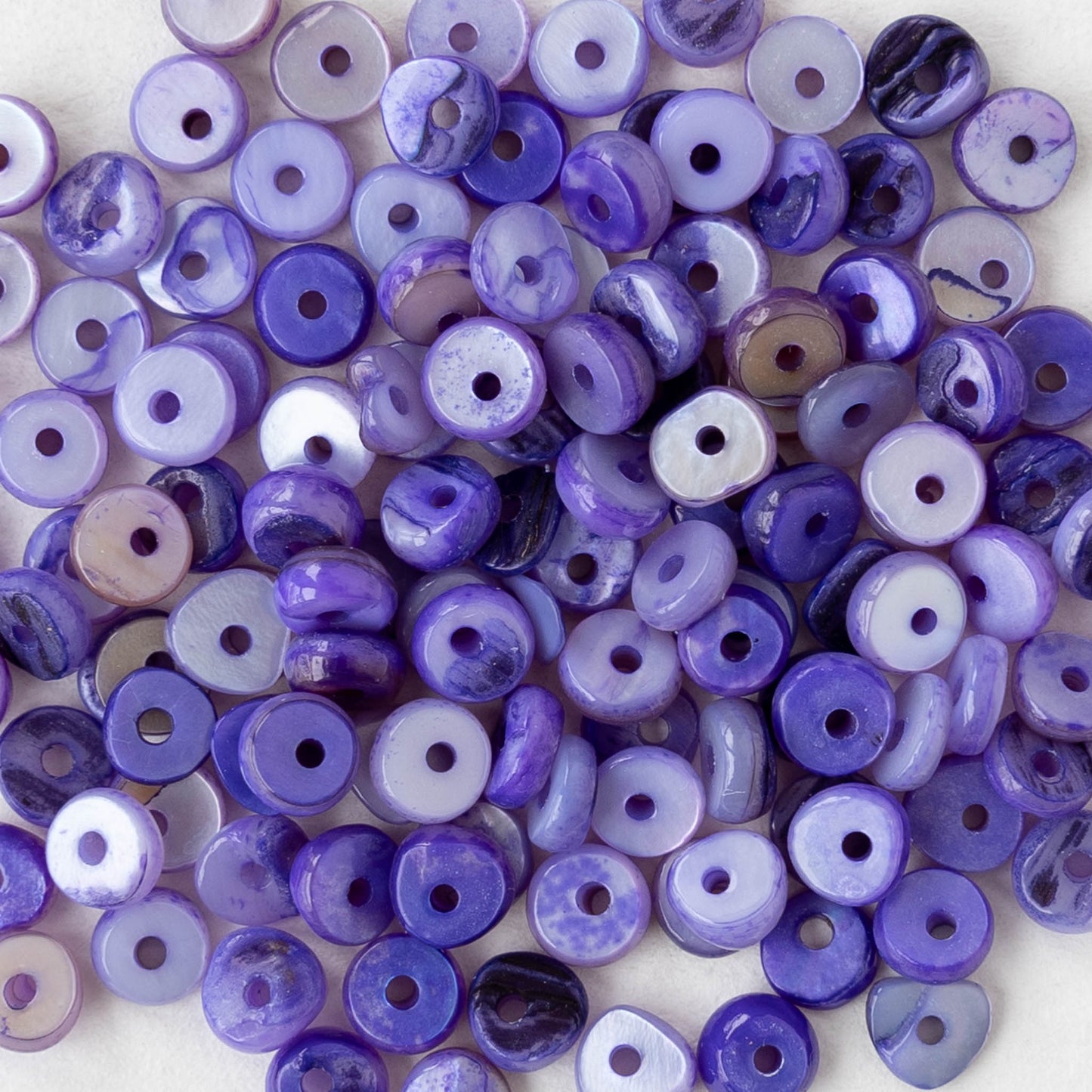 4mm Mother of Pearl Rondelle Beads - Purple - 15 inches