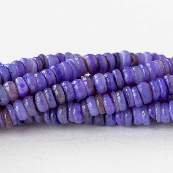 4mm Mother of Pearl Rondelle Beads - Purple - 15 inches