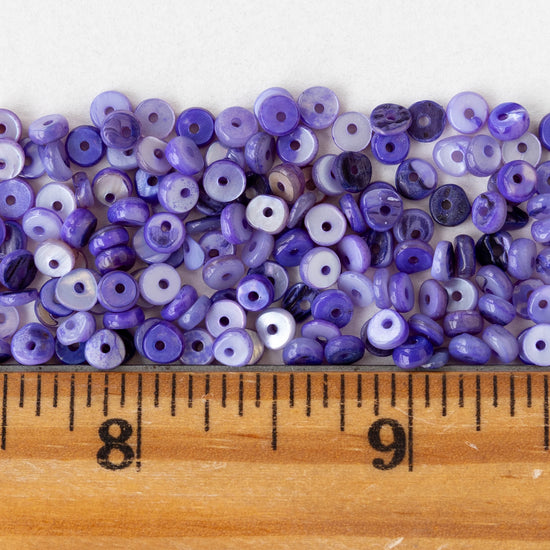 4mm Mother of Pearl Rondelle Beads - Purple - 15 inches