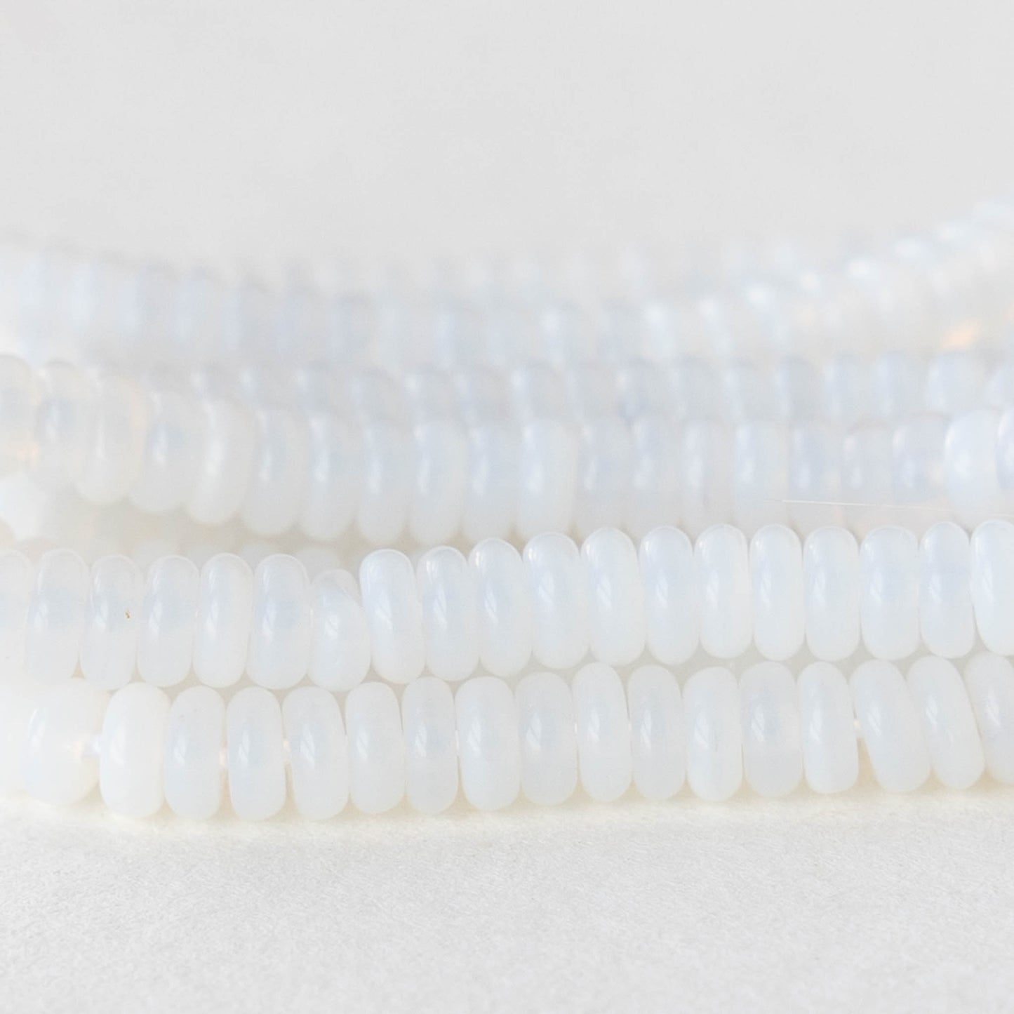 4mm Rondelle Beads - Opaline Moonstone - 50 Beads