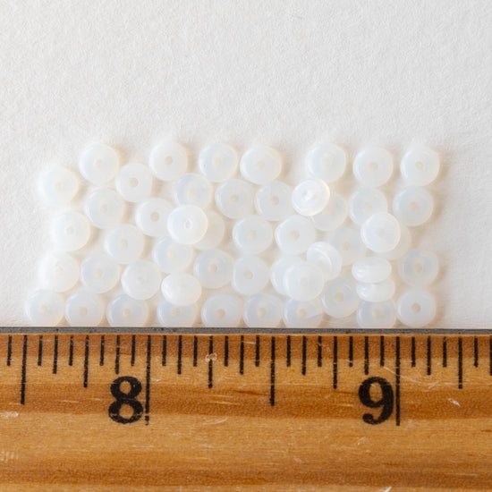 4mm Rondelle Beads - Opaline Moonstone - 50 Beads