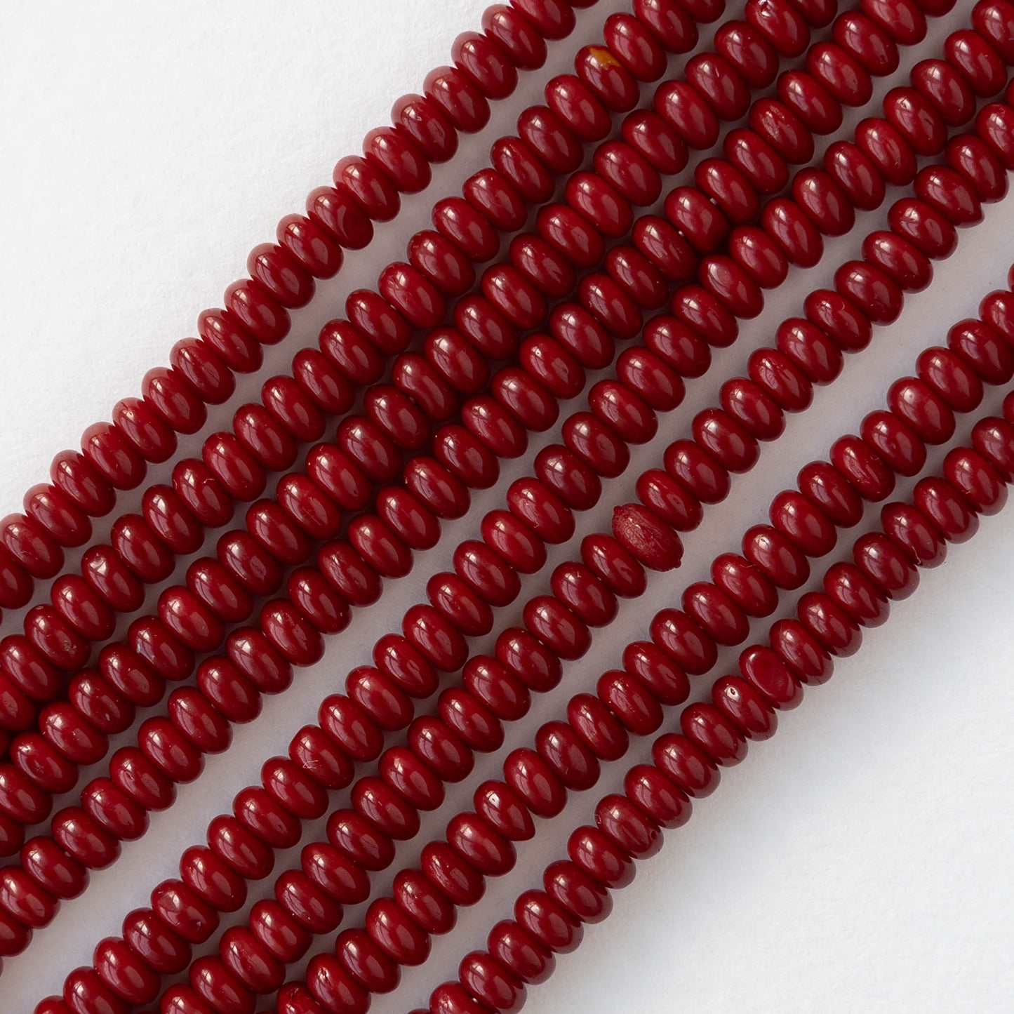 4mm Glass Rondelle Beads - Opaque Dark Rust Red - 100 Beads