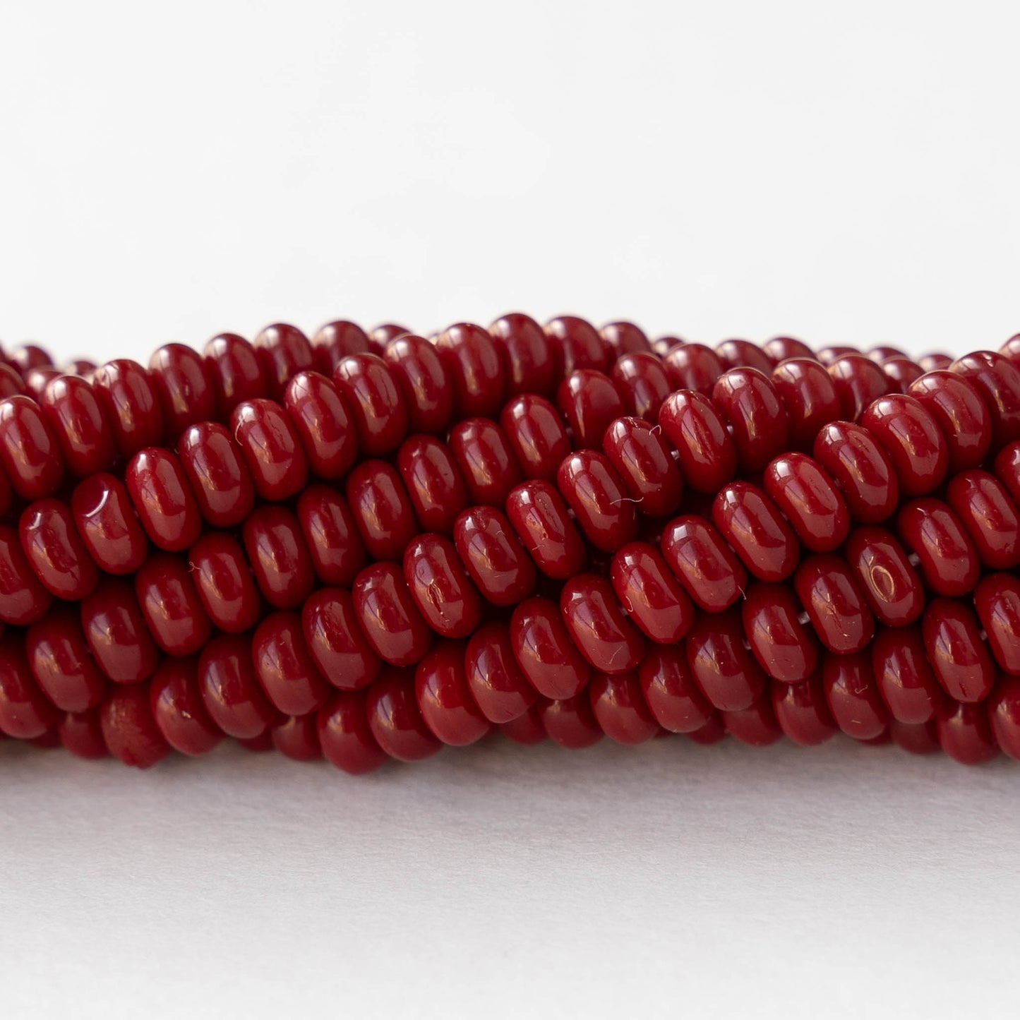 4mm Glass Rondelle Beads - Opaque Dark Rust Red - 100 Beads