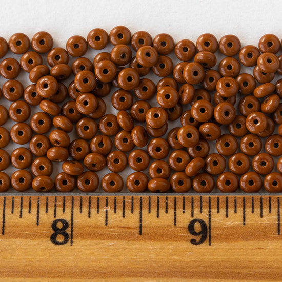 Load image into Gallery viewer, 4mm Glass Rondelle Beads - Opaque Brown - 120 Beads
