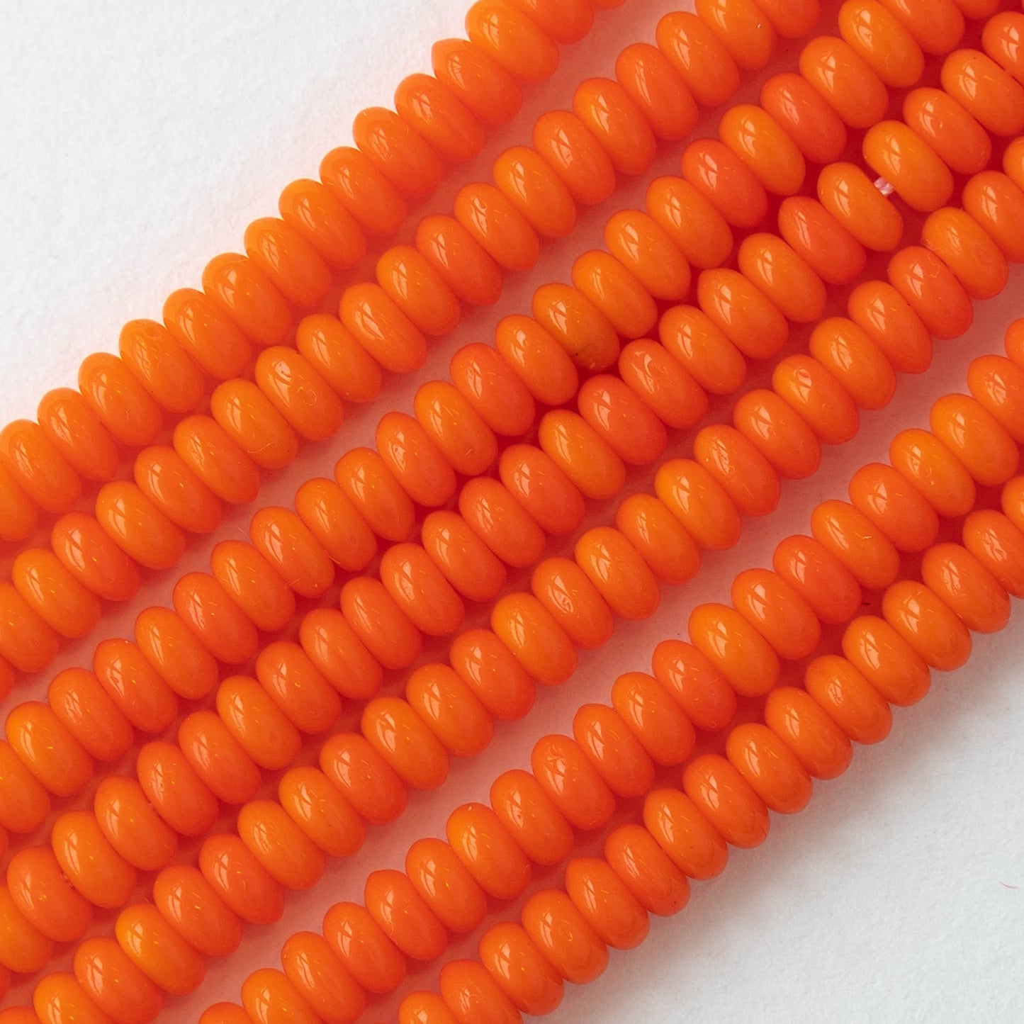 4mm Rondelle Beads - Opaque Orange - 100 Beads