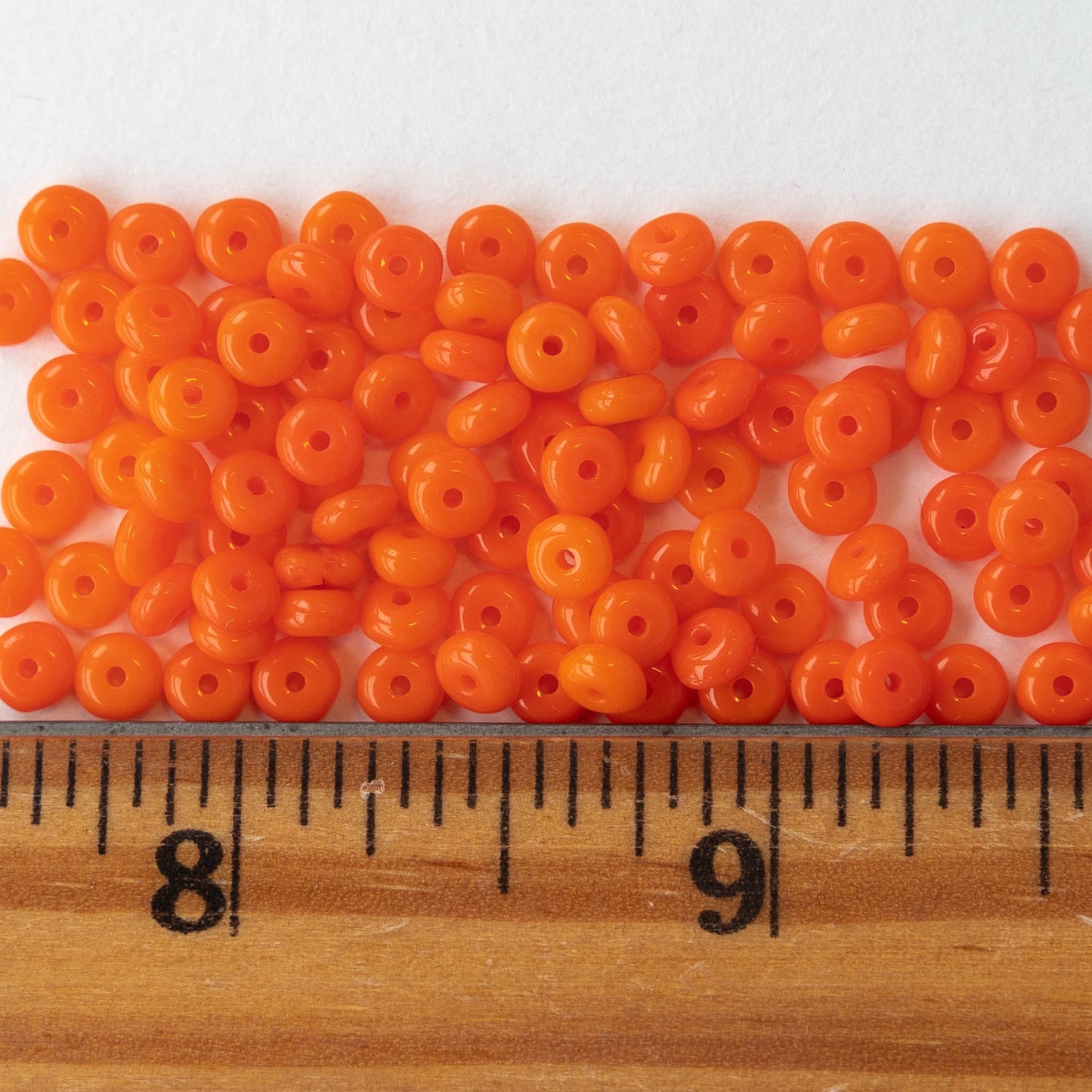 4mm Rondelle Beads - Opaque Orange - 100 Beads