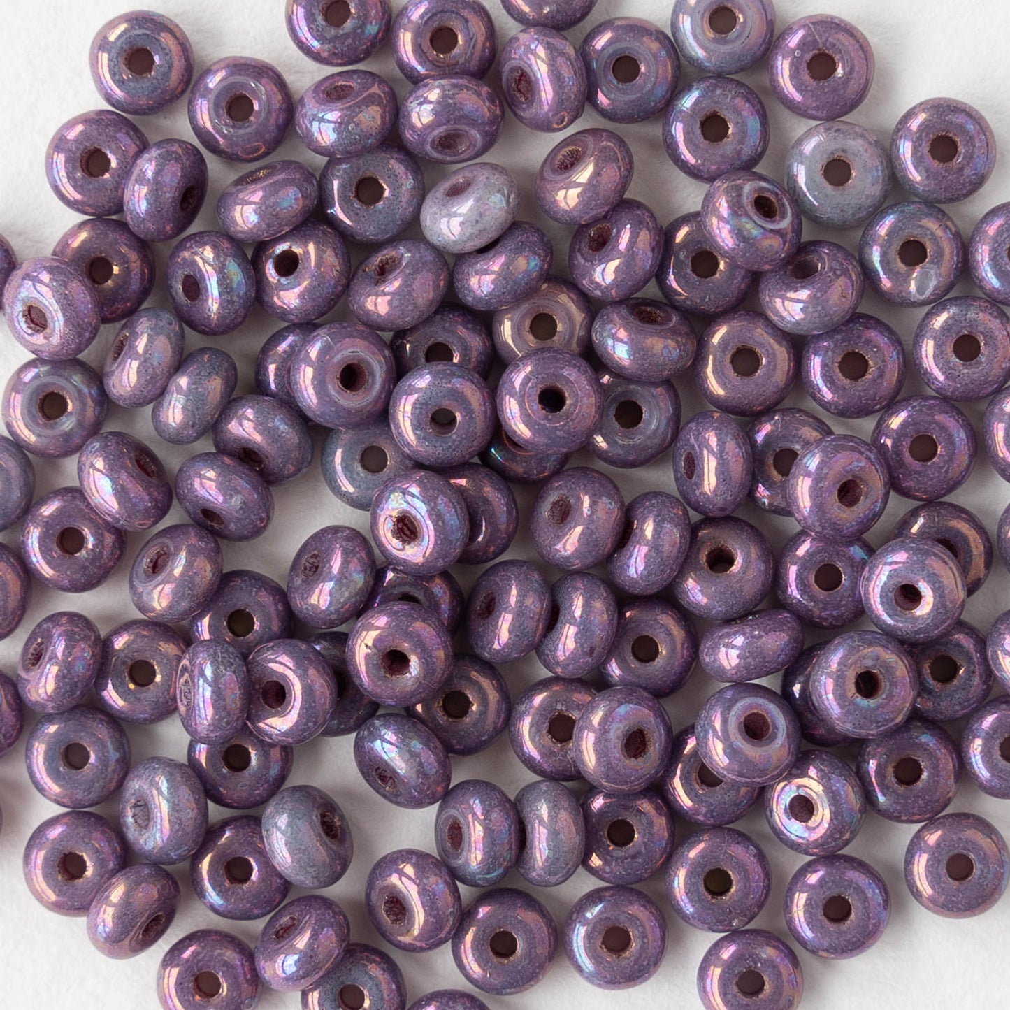 4mm Glass Rondelle Beads - Opaque Purple Luster - 100 beads