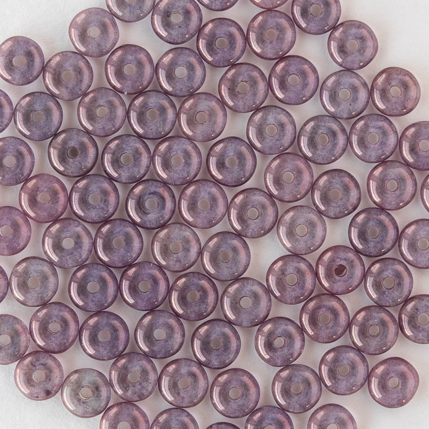 4mm Glass Rondelle Beads - Purple Luster - 100 beads