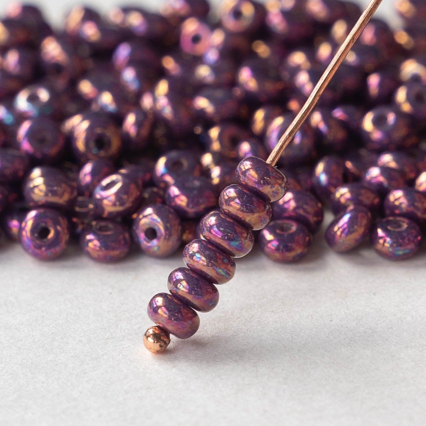 4mm Rondelle Beads - Opaque Purple Rainbow - 10 Grams