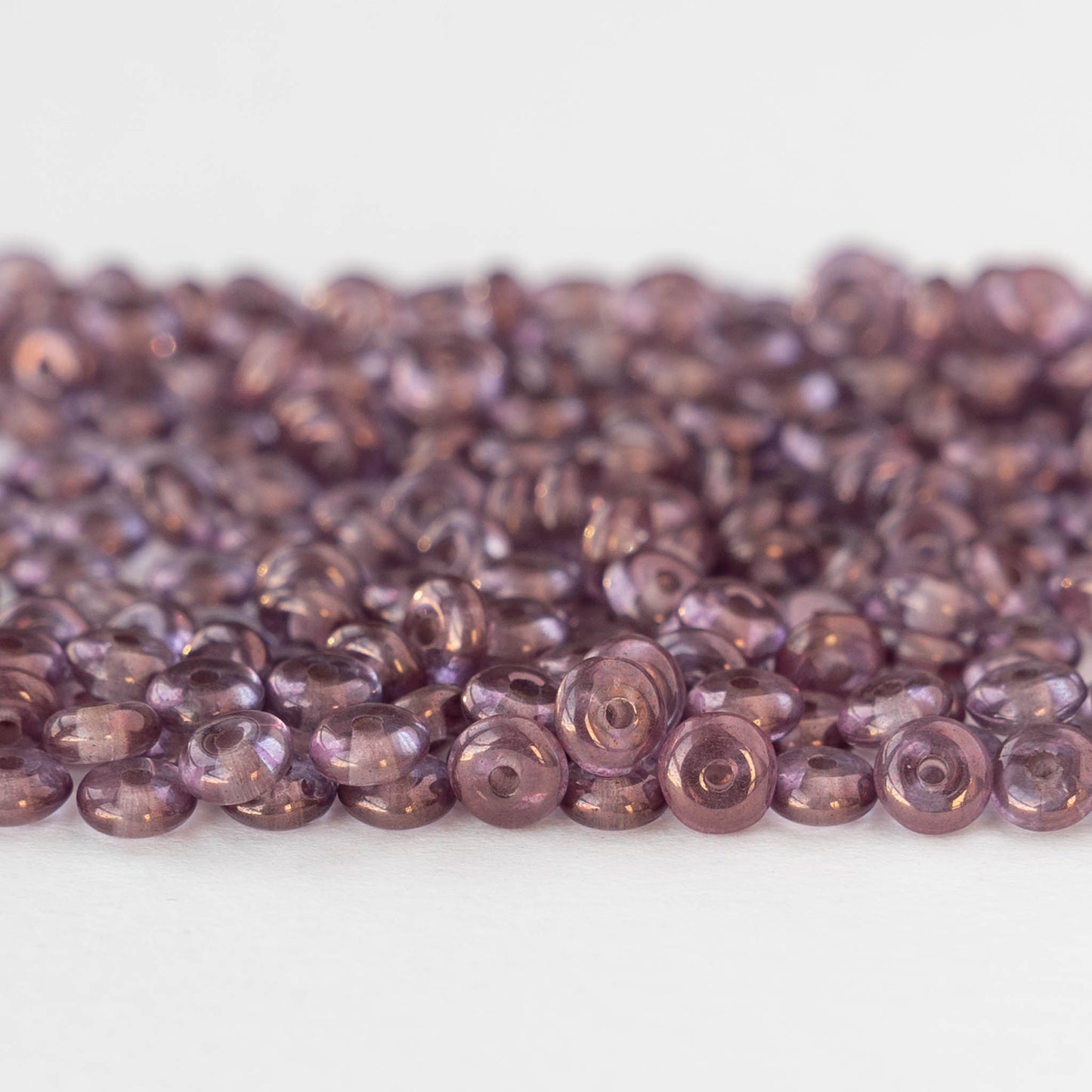 4mm Glass Rondelle Beads - Purple Luster - 100 beads