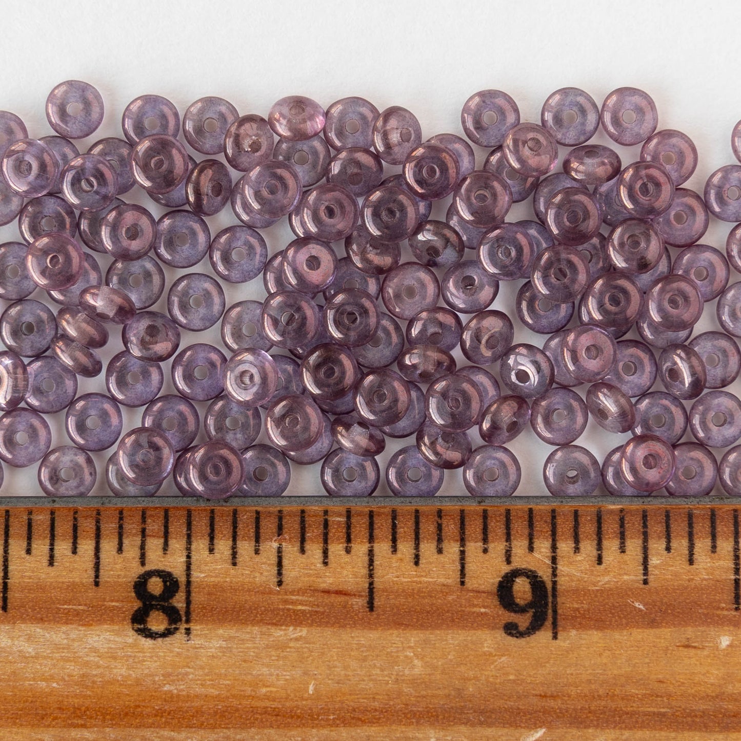 4mm Glass Rondelle Beads - Purple Luster - 100 beads