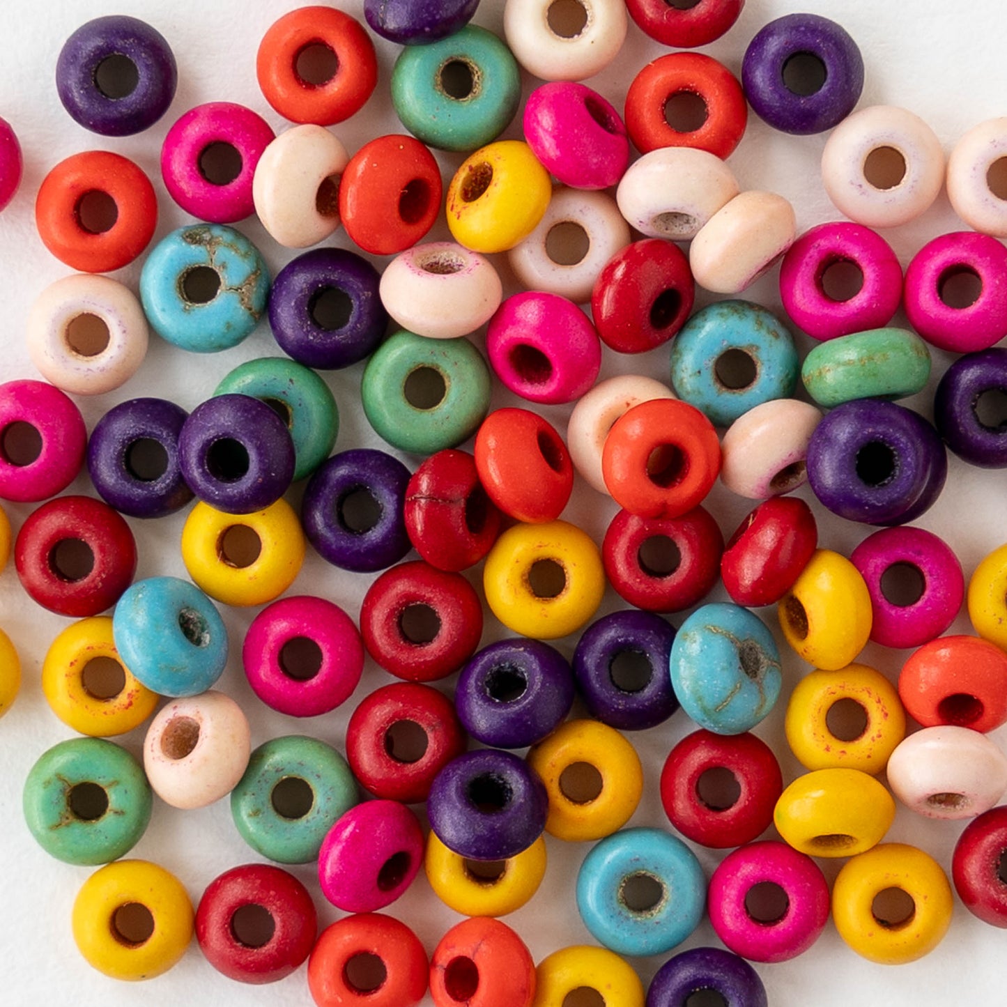 4mm Howlite Rondelles - Rainbow - 16 inch strand ~170 beads