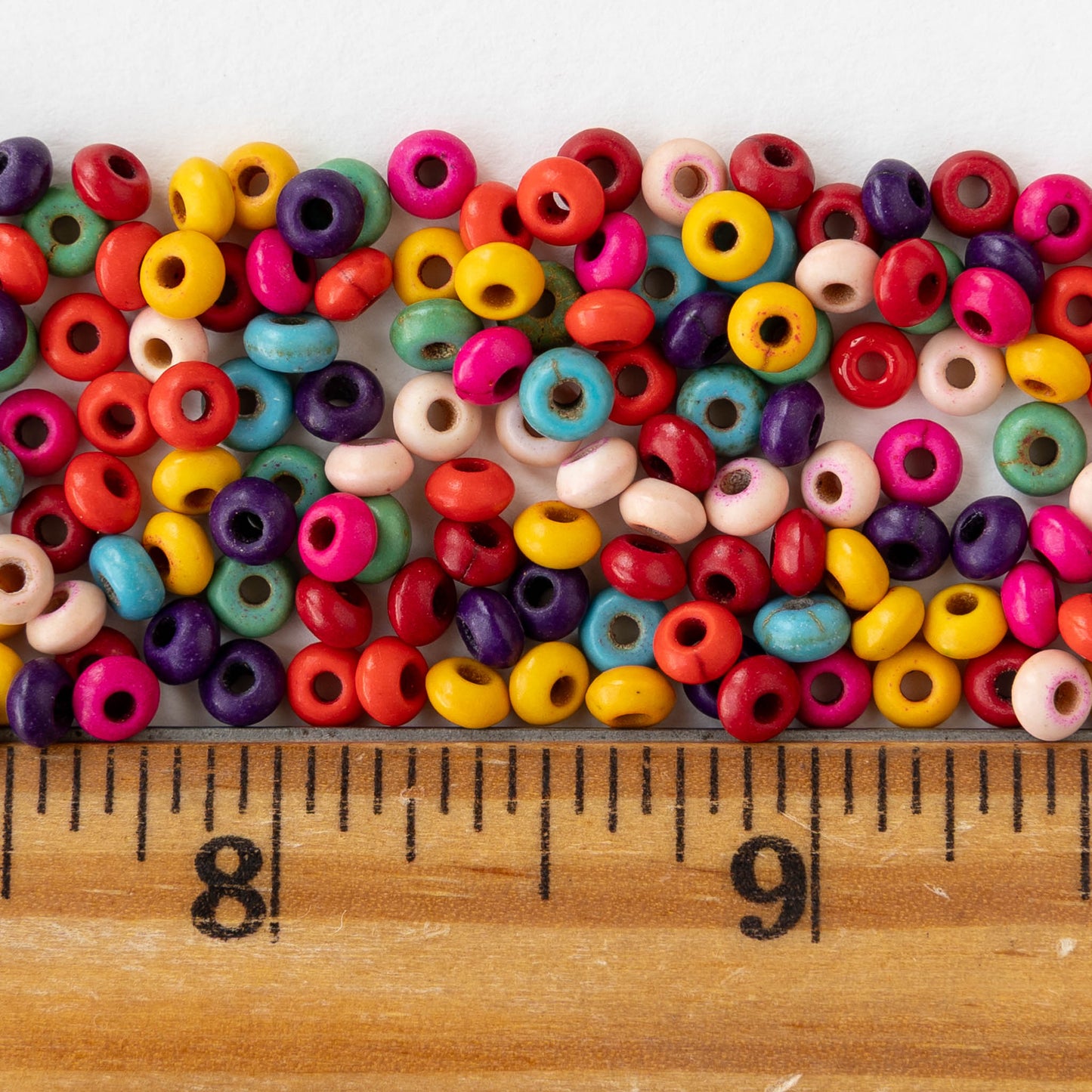 4mm Howlite Rondelles - Rainbow - 16 inch strand ~170 beads