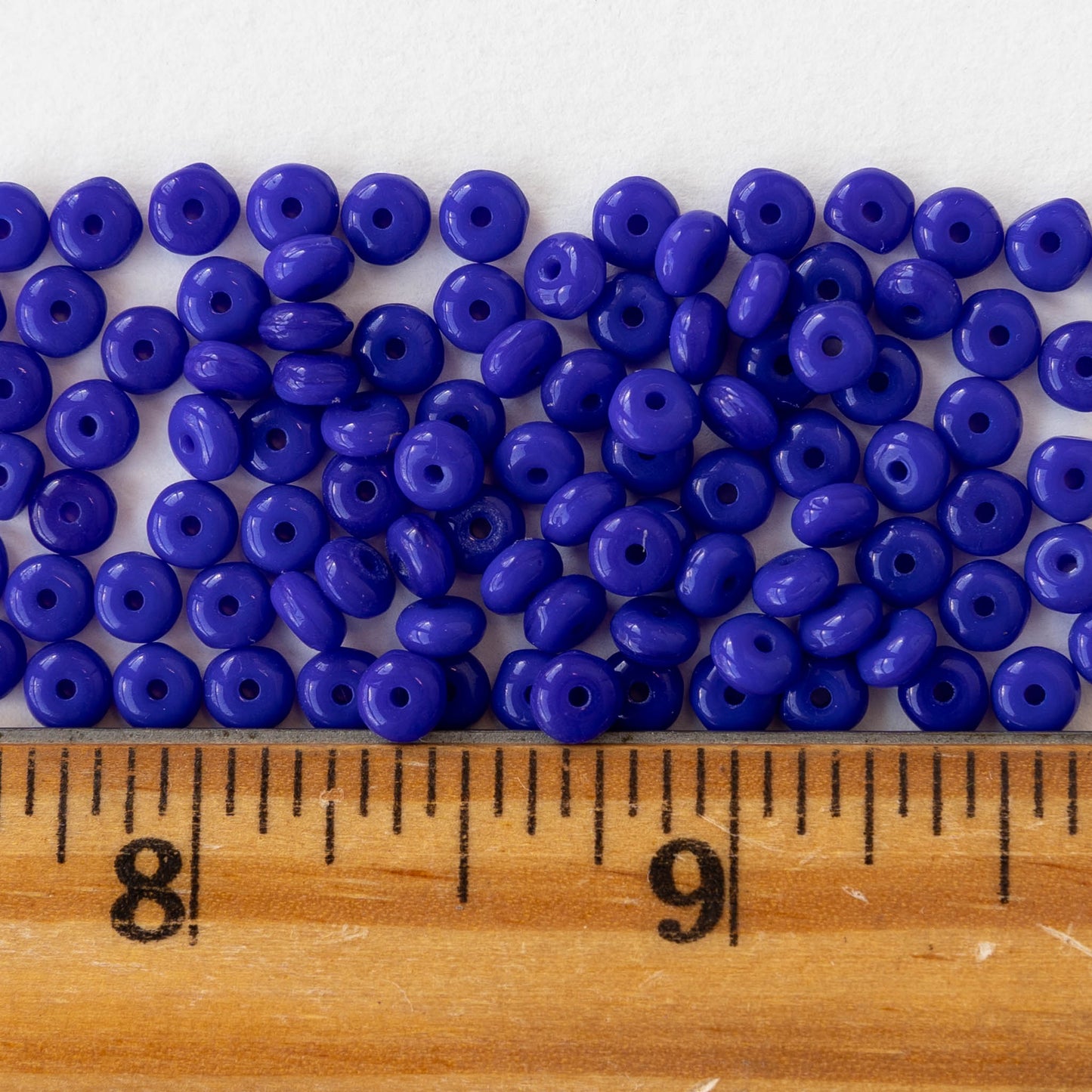 4mm Glass Rondelle Beads - Royal Blue - 100 Beads