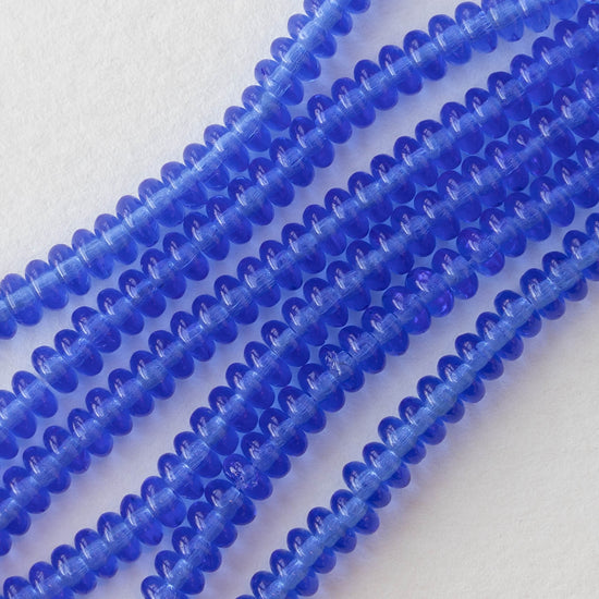 4mm Rondelle Beads - Sapphire Blue - 100 Beads