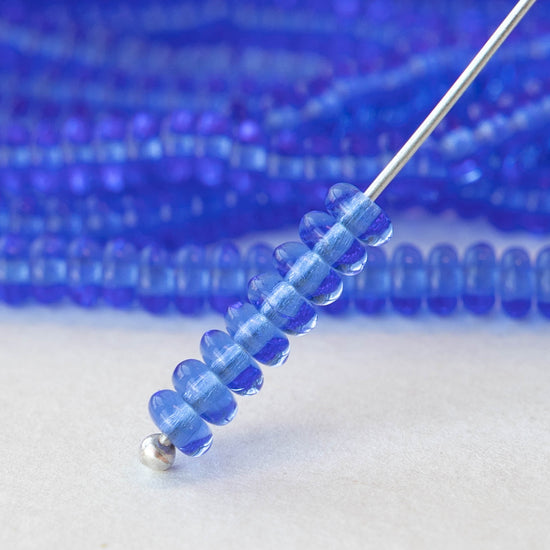 4mm Rondelle Beads - Sapphire Blue - 100 Beads