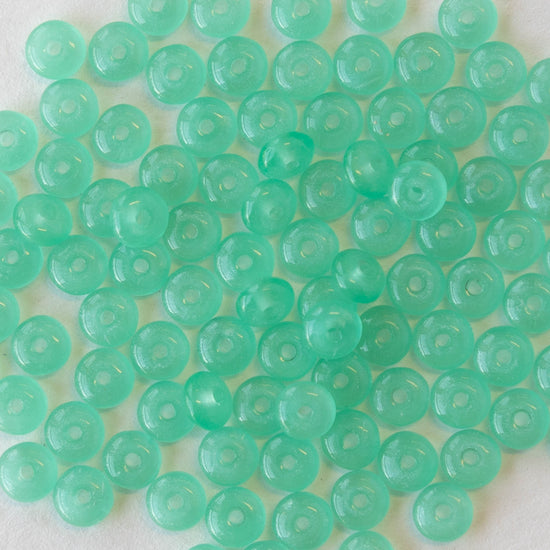Load image into Gallery viewer, 4mm Rondelle Beads - Opaline Seafoam - 100 Beads
