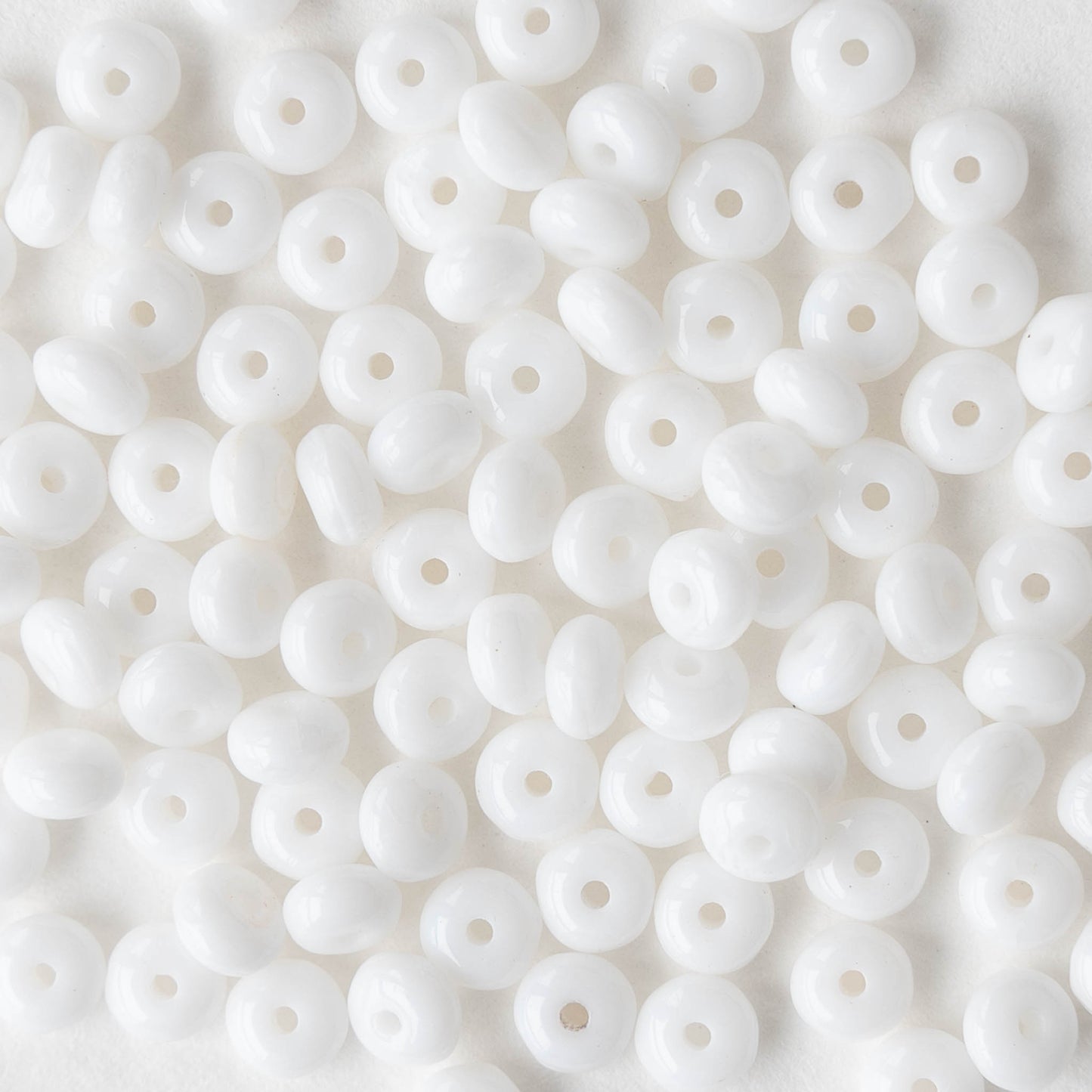 4mm Rondelle Beads - Opaque White - 100 Beads