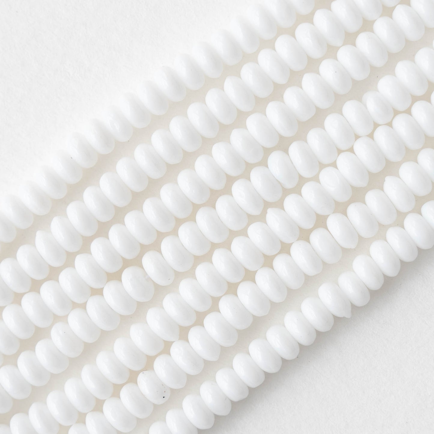 4mm Rondelle Beads - Opaque White - 100 Beads