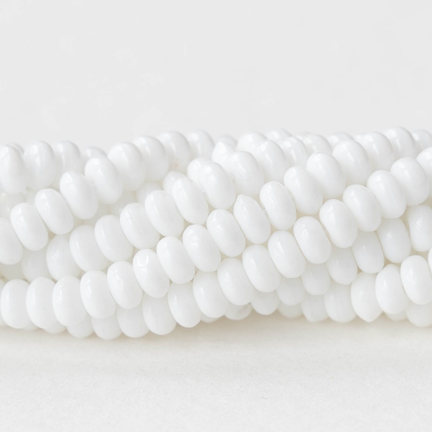 4mm Rondelle Beads - Opaque White - 100 Beads