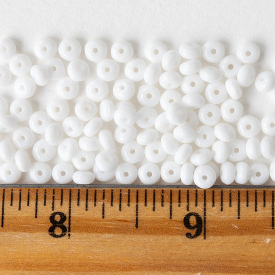 4mm Rondelle Beads - Opaque White - 100 Beads