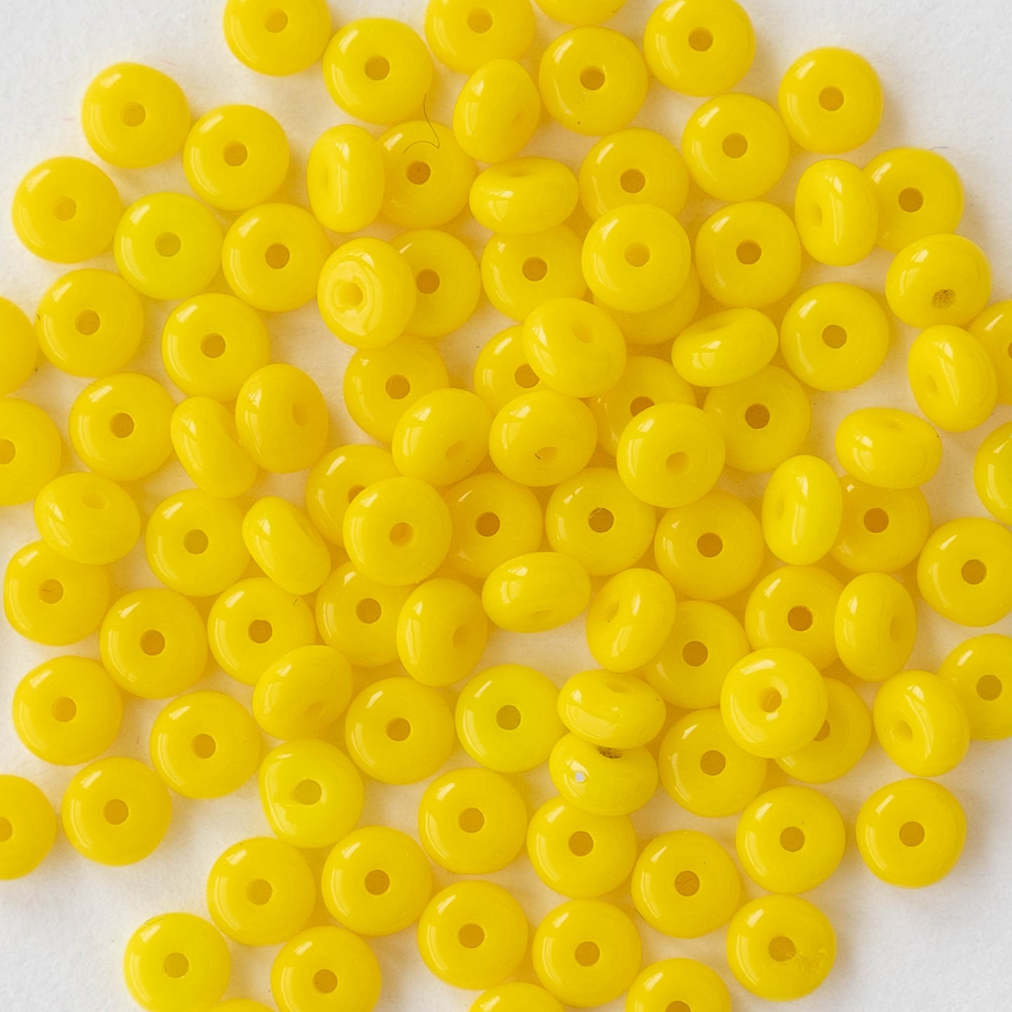 4mm Rondelle Beads - Opaque Lemon Yellow - 100 Beads