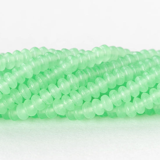 4mm Glass Rondelle Beads - Opaline Light Green - 50 or 100 Beads