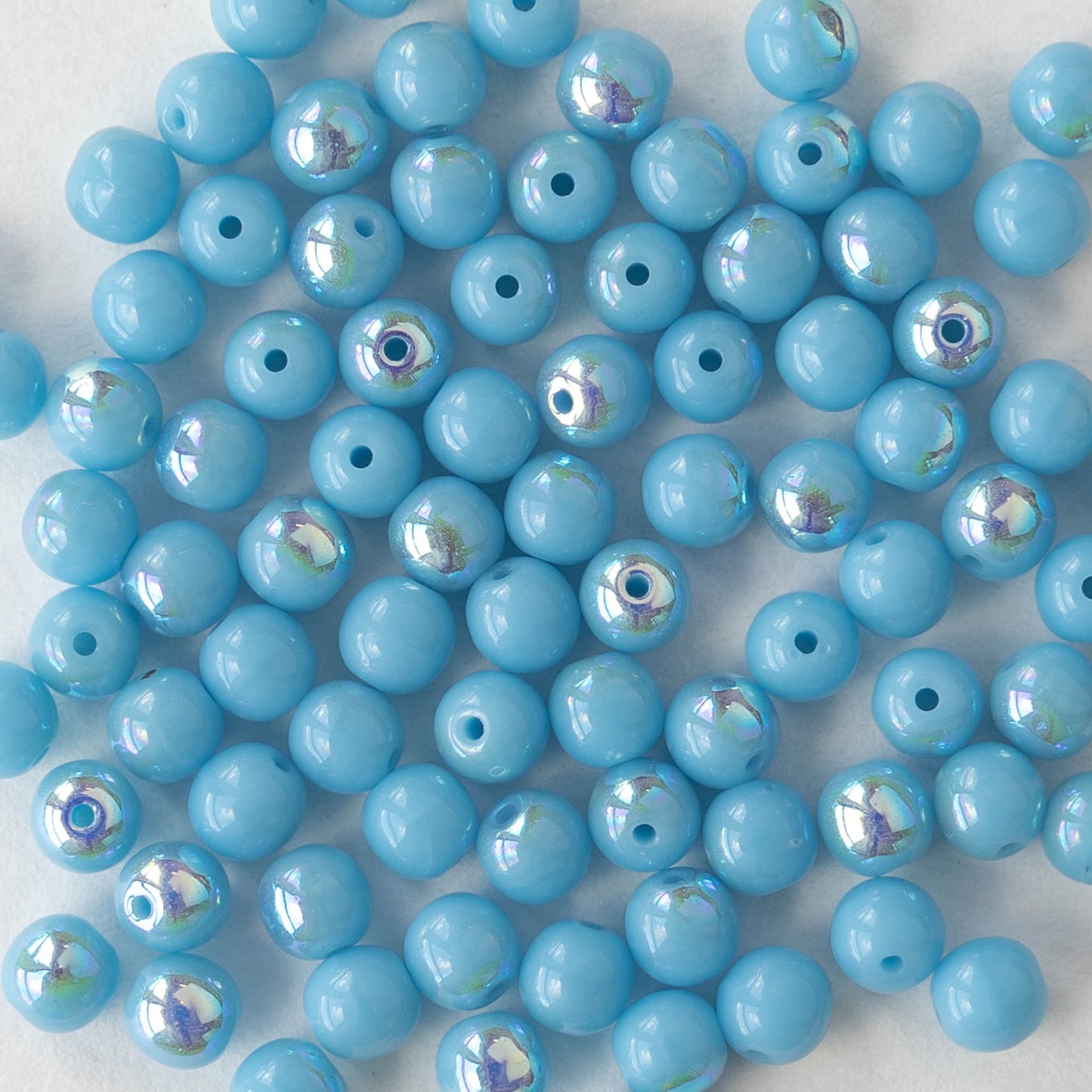 4mm Round Glass Beads - Opaque Aqua Blue AB - 120 – funkyprettybeads