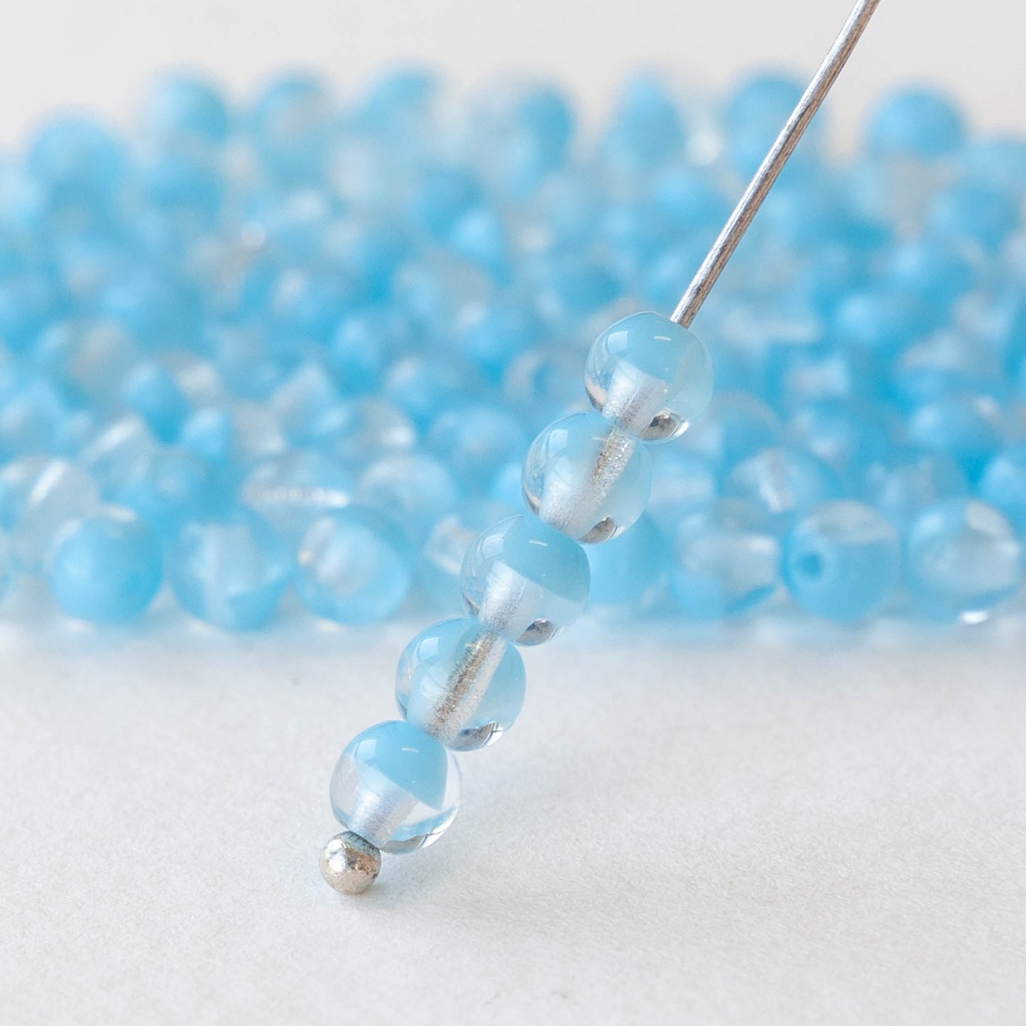 Load image into Gallery viewer, 4mm Round Glass Beads - Blue Crystal Marble - 100 Beads
