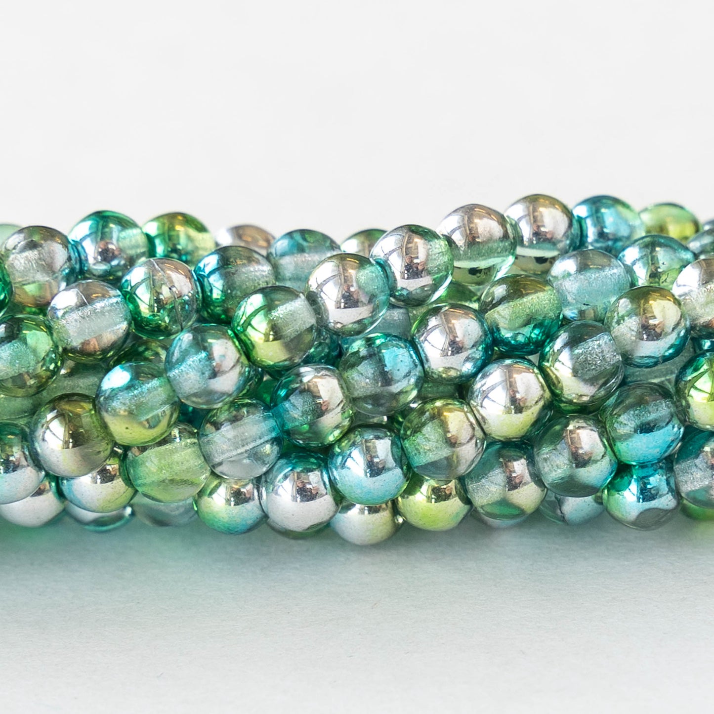 4mm Round Glass Beads - Laguna Celestial Green - 50 Beads