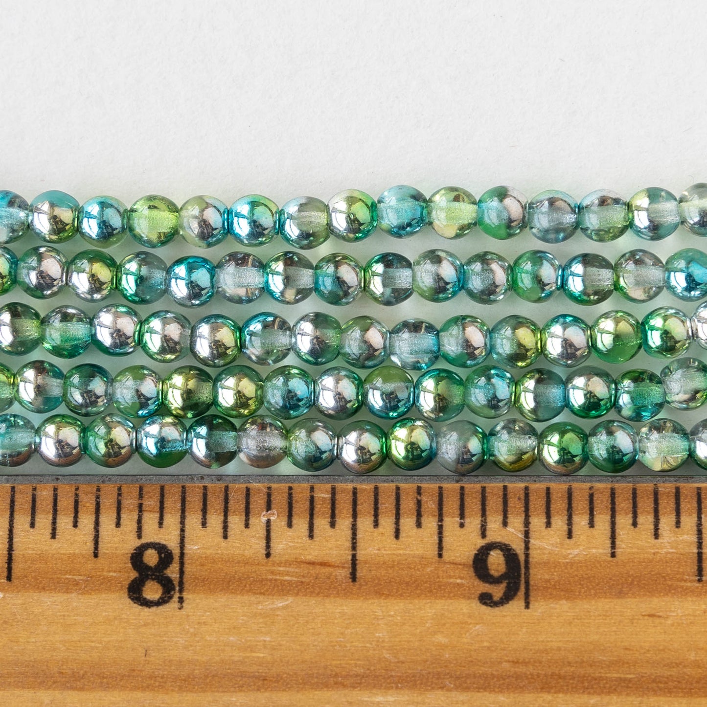 4mm Round Glass Beads - Laguna Celestial Green - 50 Beads