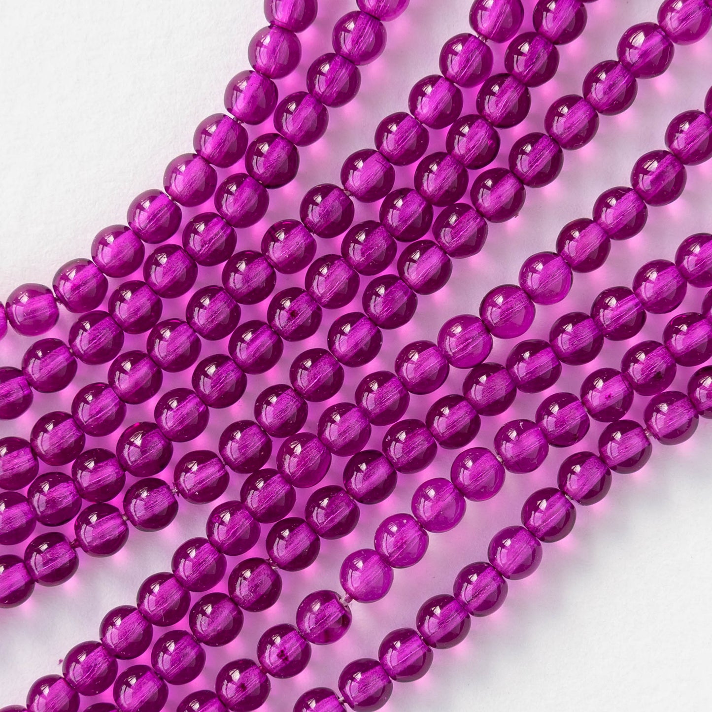 4mm Round Beads - Bright Purple - 100 beads