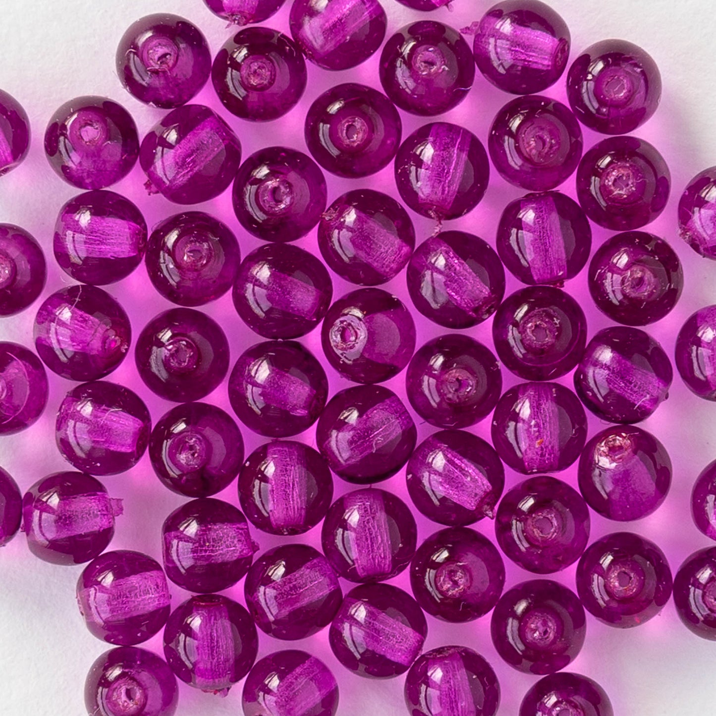 4mm Round Beads - Bright Purple - 100 beads