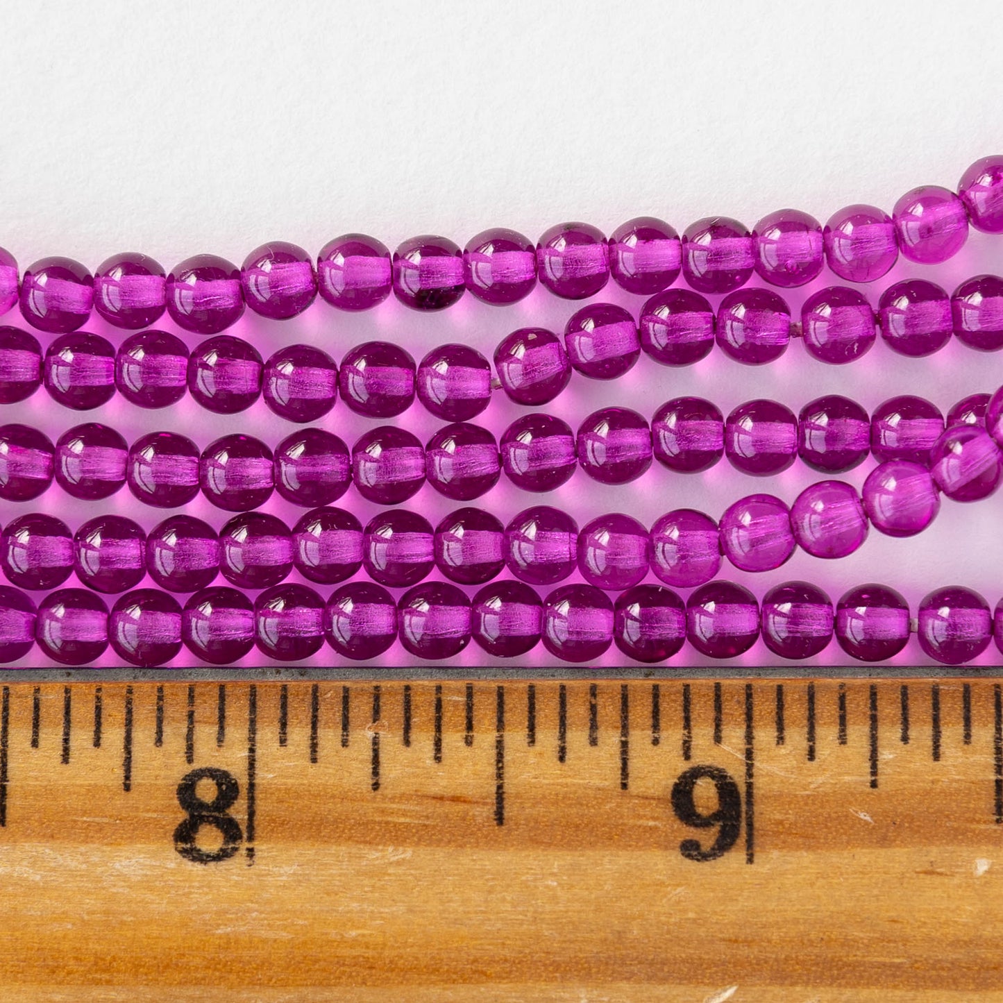 4mm Round Beads - Bright Purple - 100 beads