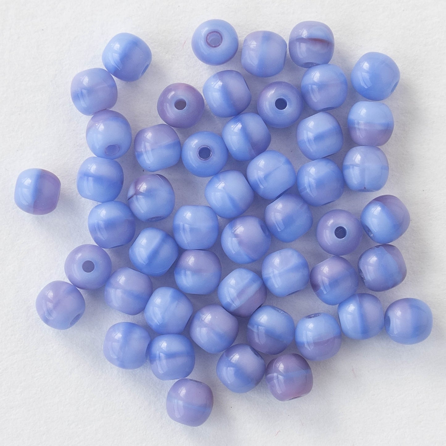 4mm Round Glass Beads - Opaque Blueberry - 100 Beads