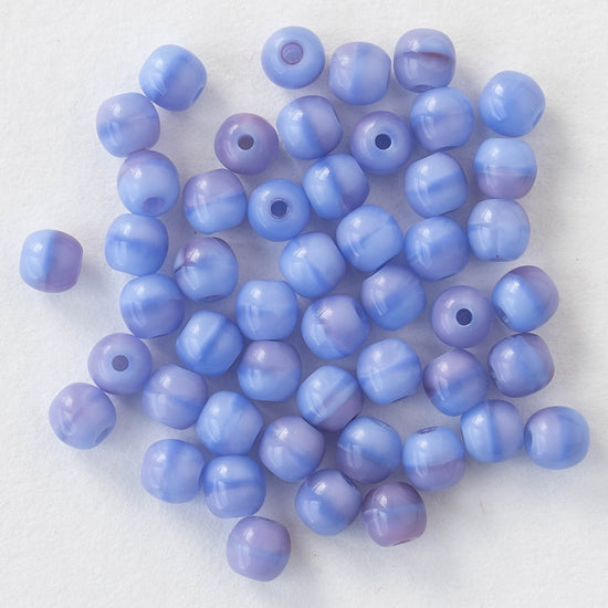 4mm Round Glass Beads - Opaque Blueberry - 100 Beads