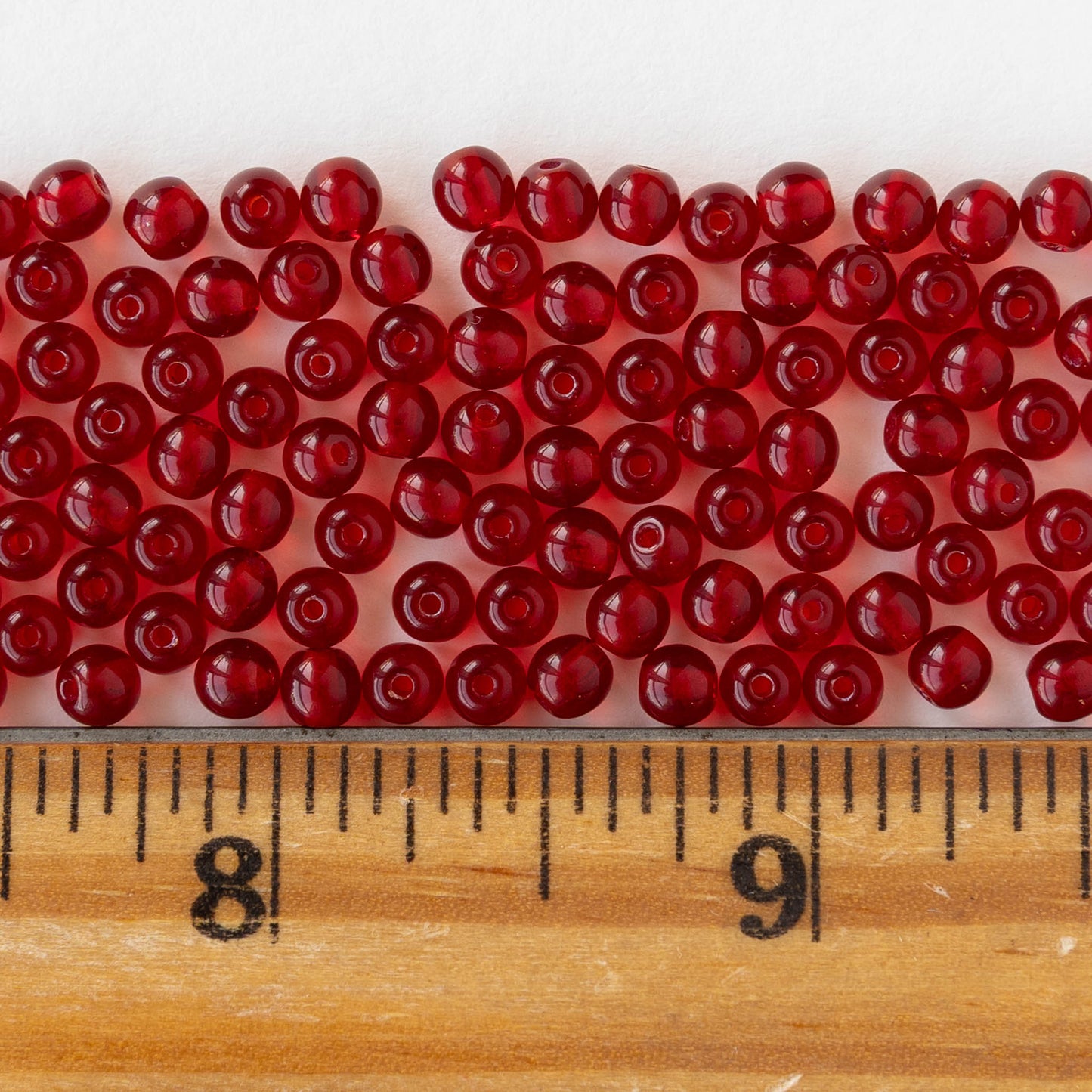 4mm Round Glass Beads - Dark Red - 100 beads